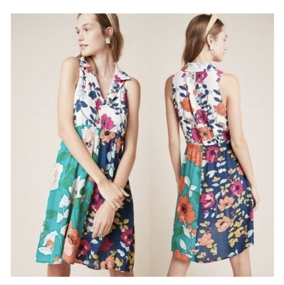 Anthropologie Dresses & Skirts - Anthropologie Floral Multicolor Dress with Collar